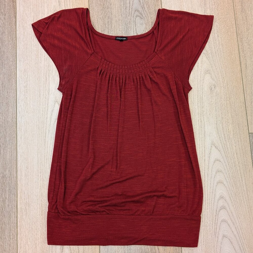 Maurices Women's M Dark Red Short Sleeve Top